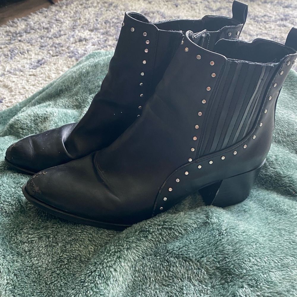 Black studded ankle boots